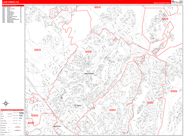 Lake Forest Zip Code Wall Map